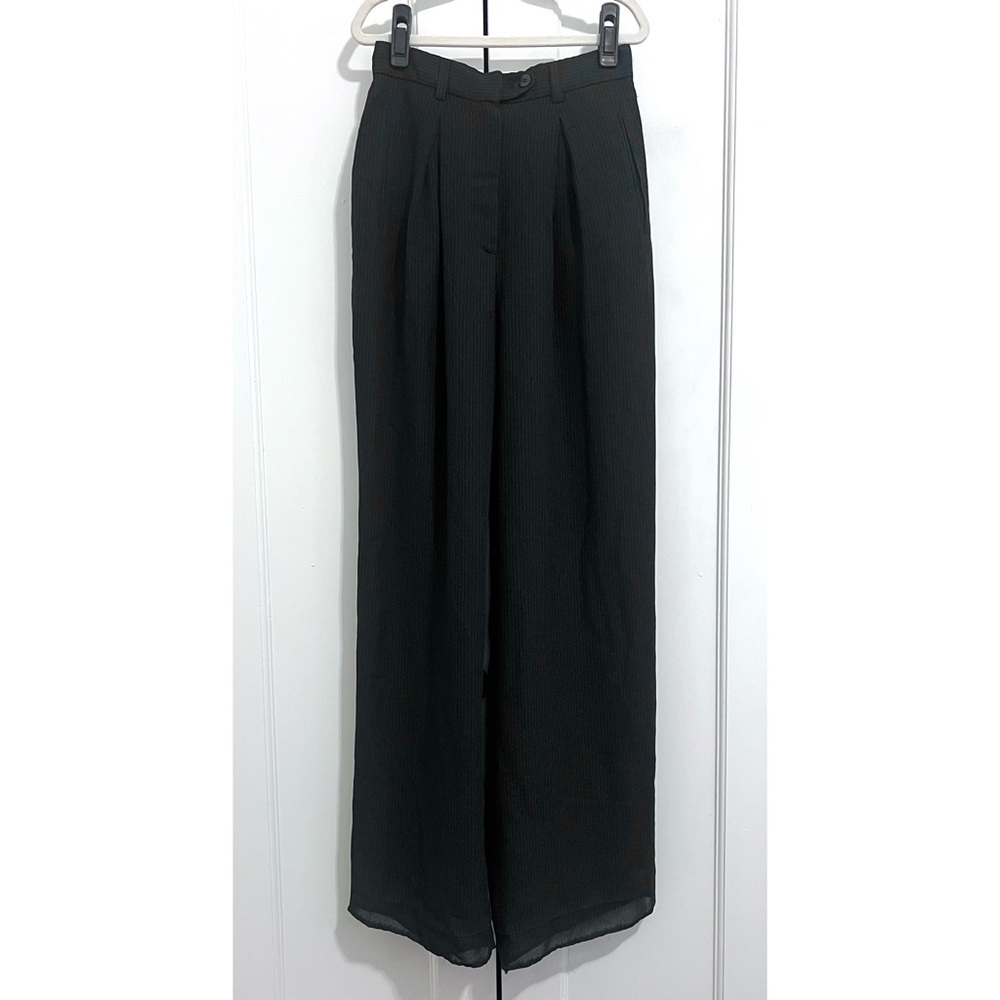 Vintage Giorgio Armani Pinstripe Trousers in Dark Grey / White - Size 4